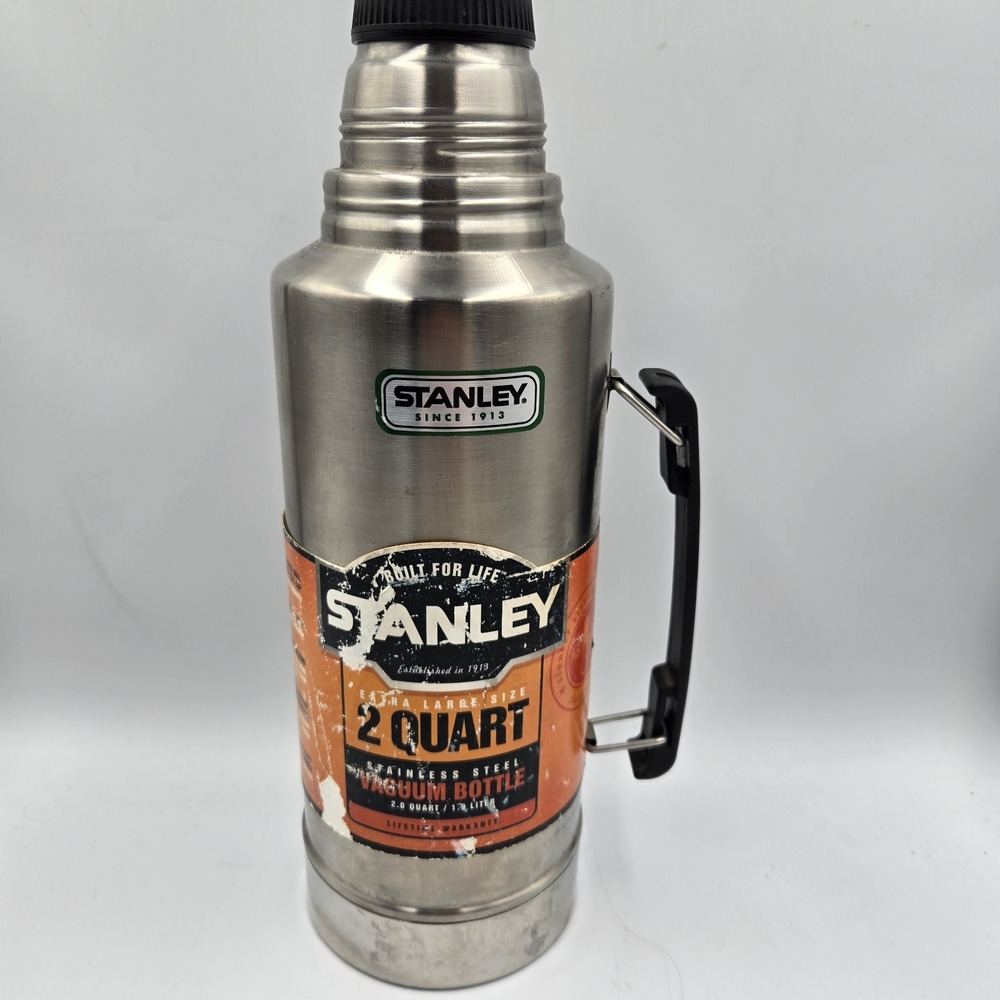 Vtg Stanley Vacuum Bottle Large Thermos 2 QT Stainless Steel RARE No Cup